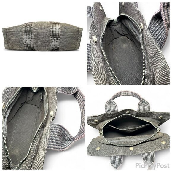 HERMES Canvas Herline PM Tote Grey - w Silver Lock (no key) - Picture 15 of 15